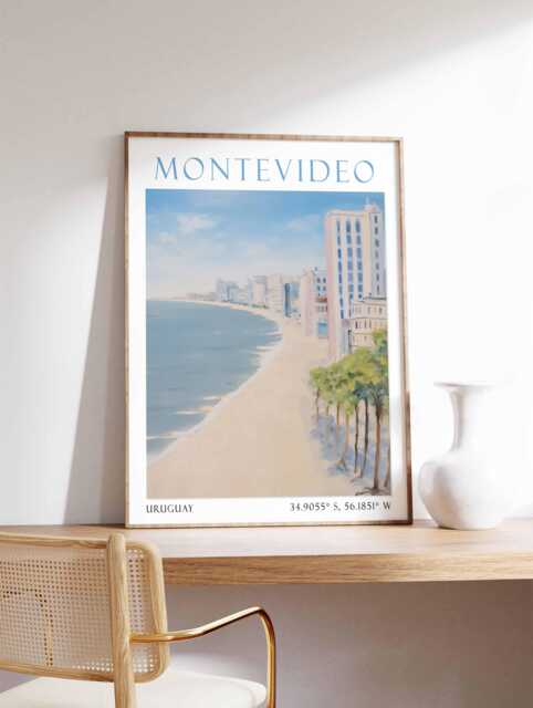 Montevideo Poster Print, Uruguay Travel Art, Cityscape Wall Decor, Skyline, South America Print - image 1