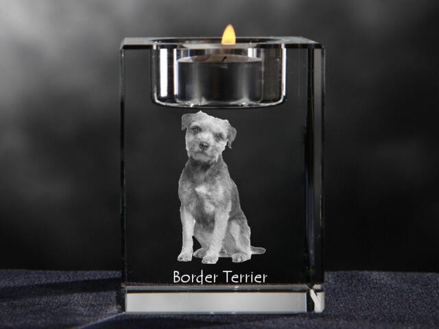 Border Terrier, Crystal Candlestick With Dog, Souvenir, Decoration, Limited Edition, Collection - image 1