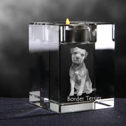 Border Terrier, Crystal Candlestick With Dog, Souvenir, Decoration, Limited Edition, Collection - thumbnail 2