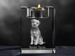 Border Terrier, Crystal Candlestick With Dog, Souvenir, Decoration, Limited Edition, Collection - thumbnail 1