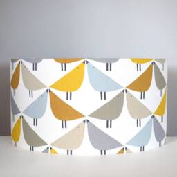 Bird Lampshade Yellow Blue Lintu, Gold Silver Or White Lining Option, Table Ceiling Lampshade, Print Pattern, Handmade By Vivid Shades - thumbnail 3