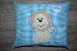 Pillow Lion, Lion Pillow, Name Children's Pillow 30 X 25 cm, Baptism Birth - thumbnail 1