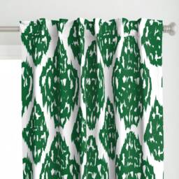 Ikat Curtain Panel - Abstract Medallion Nature Green Botanical Moroccan Modern Home Custom By Eti_Enne - thumbnail 1