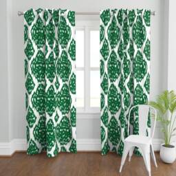 Ikat Curtain Panel - Abstract Medallion Nature Green Botanical Moroccan Modern Home Custom By Eti_Enne - thumbnail 2