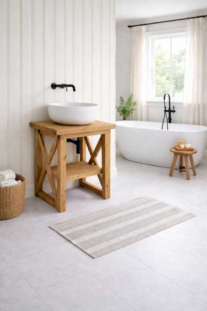 Chunky Wash Stand Bathroom Vanity Unit - Stand Solid Beam Wooden Rustic Furniture Sink Unit Vanities Handcrafted - image 1