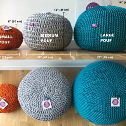 Knitted Pouf Ottoman, Yellow Pouf Handmade in Italy Unique Gifts - thumbnail 4