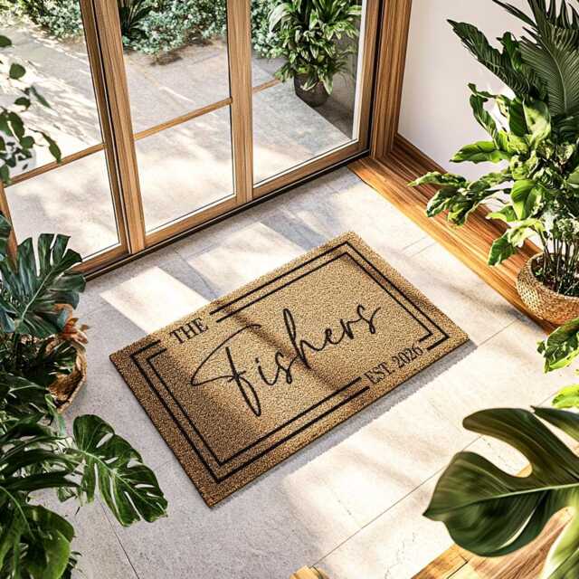 Custom Last Name Doormat - Personalized Coir Welcome Mat Entryway Rug Housewarming Gift Newly Wed Non-Slip - image 1