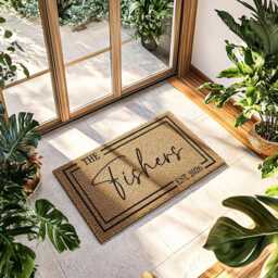 Custom Last Name Doormat - Personalized Coir Welcome Mat Entryway Rug Housewarming Gift Newly Wed Non-Slip - thumbnail 1