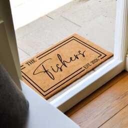 Custom Last Name Doormat - Personalized Coir Welcome Mat Entryway Rug Housewarming Gift Newly Wed Non-Slip - thumbnail 2