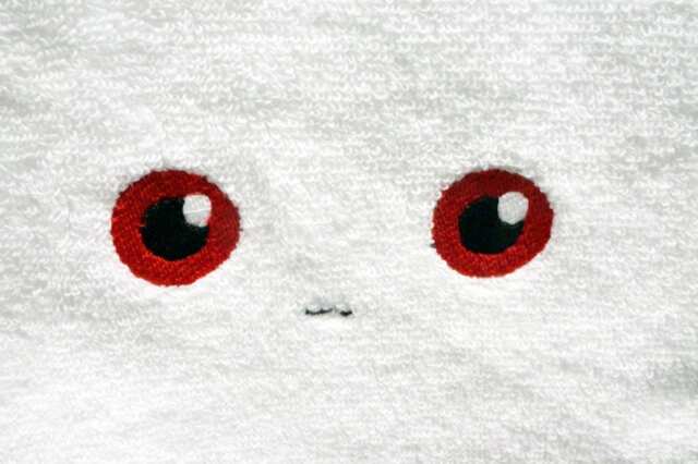 Kyubey White Cat Face Embroidered Hand Towel - image 1