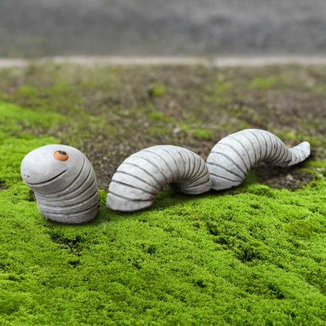 Garden Worm Statue Concrete Sculpture Cute Stone Figurine Handcrafted Animal Ornament Backyard Cement Decoration Yard Art Gift - image 1