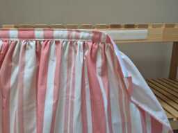 Coral Stripes Sink Skirt, Striped For Bathroom, Utility Vanity Shelf Self Adhesive Curtains
