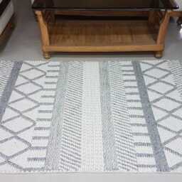 Handwoven Wool Rug Modern Geometric Chunky Felted Decor - thumbnail 3