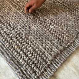 Handwoven Wool Rug Modern Geometric Chunky Felted Decor - thumbnail 4