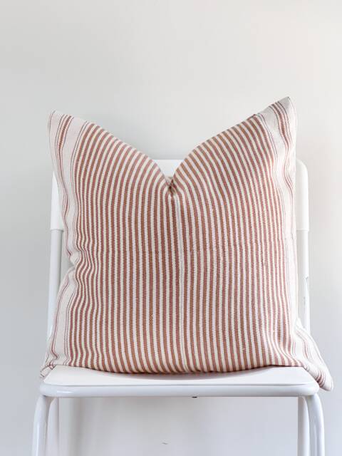 Handwoven Hmong Hemp Pillow Cover Brown Striped Boho Decor - 20x20 - image 1