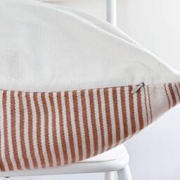 Handwoven Hmong Hemp Pillow Cover Brown Striped Boho Decor - 20x20 - thumbnail 3