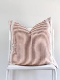 Handwoven Hmong Hemp Pillow Cover Brown Striped Boho Decor - 20x20 - thumbnail 1