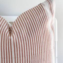Handwoven Hmong Hemp Pillow Cover Brown Striped Boho Decor - 20x20 - thumbnail 2