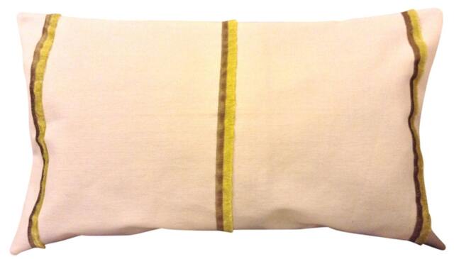 Camengo Prabang Yellow Linen Embroidery Bolster Cushion Cover - image 1
