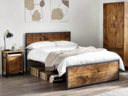 Calia - Industrial Steel Framed Bed With Reclaimed Wood - thumbnail 1