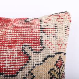 Vintage Turkish Kilim Pillow Cover Handwoven Wool Cushion - 16x16 - thumbnail 3