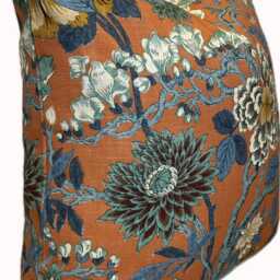 G.p & J Baker Little Magnolia Teal/Orange Linen Double Sided Cushion Cover Pillow - thumbnail 3