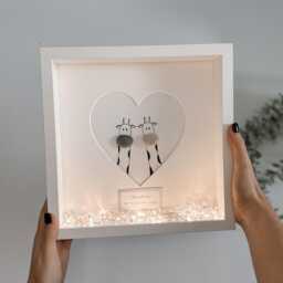 Couples Giraffe Personalised Pebble Art Picture Engagement Custom Anniversary Birthday Her Him Wedding Gift Wife Husband Stone Frame - thumbnail 1