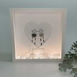 Couples Giraffe Personalised Pebble Art Picture Engagement Custom Anniversary Birthday Her Him Wedding Gift Wife Husband Stone Frame - thumbnail 3
