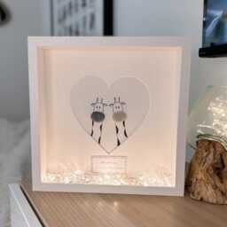 Couples Giraffe Personalised Pebble Art Picture Engagement Custom Anniversary Birthday Her Him Wedding Gift Wife Husband Stone Frame - thumbnail 2