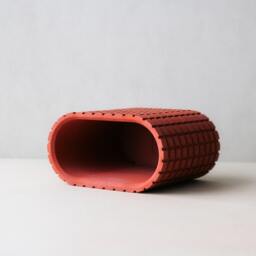 Brick Red Concrete Desk Organizer - Red Concrete Desk Accessory Set Geometrical Stationary Holder Minimalist Gift - thumbnail 2