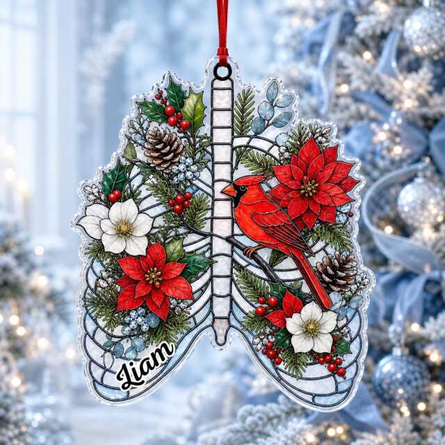 Custom Name Anatomy Cardinal Christmas Ornament, Xmas Tree Car Hanging Decor, Flat 2D Ornament Acrylic Wooden Nurse Doctor Holiday Gift 2026 - image 1