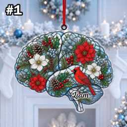 Custom Name Anatomy Cardinal Christmas Ornament, Xmas Tree Car Hanging Decor, Flat 2D Ornament Acrylic Wooden Nurse Doctor Holiday Gift 2026 - thumbnail 3