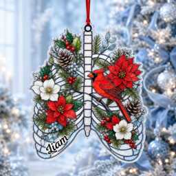 Custom Name Anatomy Cardinal Christmas Ornament, Xmas Tree Car Hanging Decor, Flat 2D Ornament Acrylic Wooden Nurse Doctor Holiday Gift 2026 - thumbnail 1