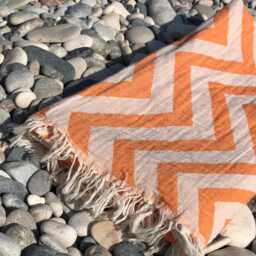 Turkish Beach Towel, Orange Turkish Zigzag Cotton Duble Sided Wedding Gift, Softened Bath Luxury - thumbnail 4