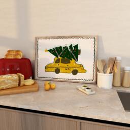 Nyc Taxi Christmas Tree Art Print, Modern Holiday Wall Decor - thumbnail 1