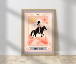 The Sun Tarot Print - Cowgirl Art Cosmic Card Wall & Moon Cards - thumbnail 1