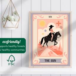 The Sun Tarot Print - Cowgirl Art Cosmic Card Wall & Moon Cards - thumbnail 2
