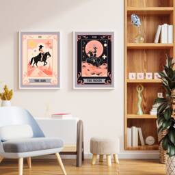 The Sun Tarot Print - Cowgirl Art Cosmic Card Wall & Moon Cards - thumbnail 3