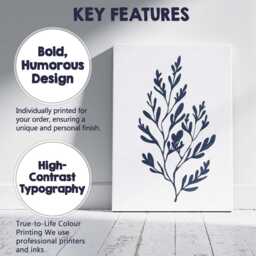 Navy Blue Organic Foliage Botanical Branch Illustration Canvas Wall Art Print Decor Picture Ready To Hang - thumbnail 2