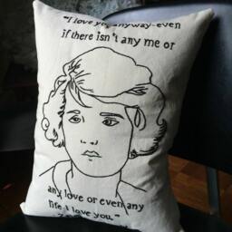 Pair Of F. Scott & Zelda Fitzgerald Hand Embroidered Pillows - thumbnail 2