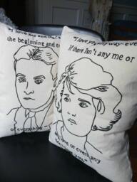 Pair Of F. Scott & Zelda Fitzgerald Hand Embroidered Pillows - thumbnail 1