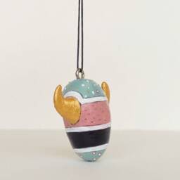 Handmade Polymer Clay Christmas Ornament Golden Horns Decor - thumbnail 2