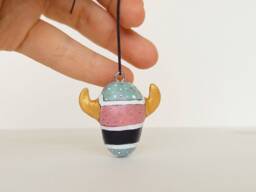 Handmade Polymer Clay Christmas Ornament Golden Horns Decor - thumbnail 1