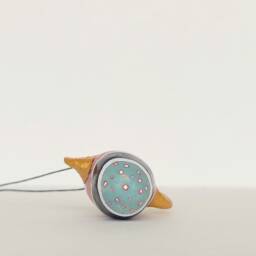 Handmade Polymer Clay Christmas Ornament Golden Horns Decor - thumbnail 4