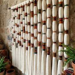 Handwoven Fiber Art Wall Hanging Boho Mexican Decor - 55x100 cm - thumbnail 2