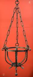 Wrought Iron Planter With Decorative Mission Chains Holds Up To 10 - thumbnail 1