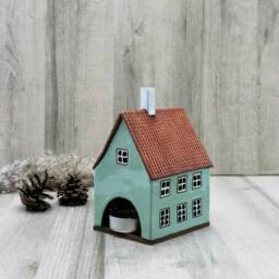 Handmade Ceramic Tealight Holder Collectible Miniature Riga House Desk Lamp - thumbnail 3