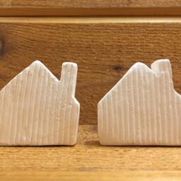 Corrugated Mini House Set, Ceramic Tabletop Art - thumbnail 2