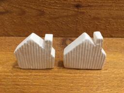 Corrugated Mini House Set, Ceramic Tabletop Art - thumbnail 1