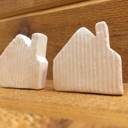Corrugated Mini House Set, Ceramic Tabletop Art - thumbnail 3